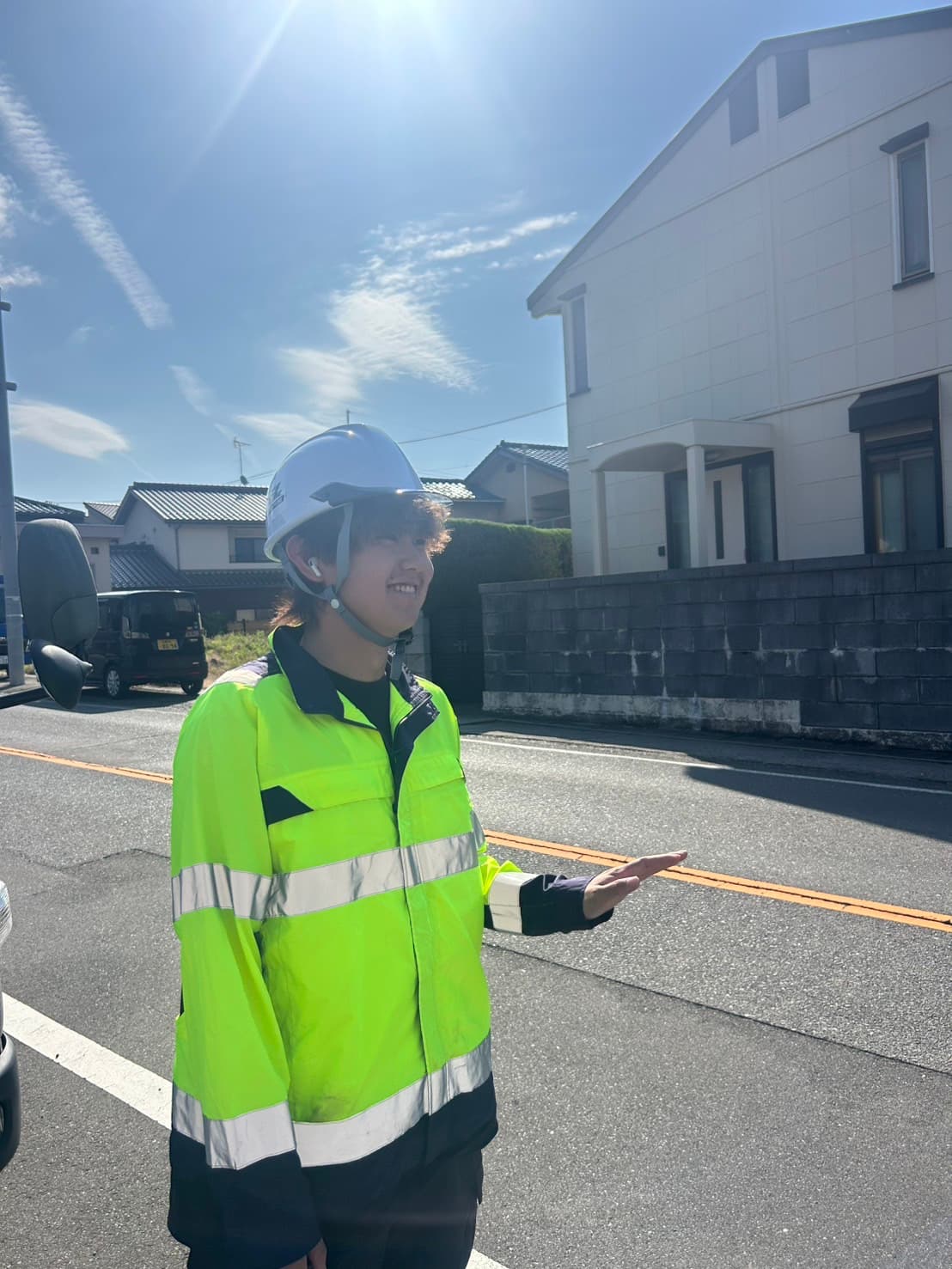 路肩規制現場での交通整理