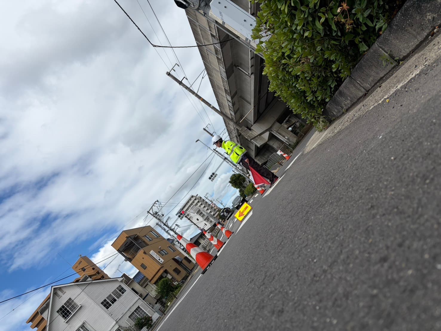 道路工事現場での交通誘導